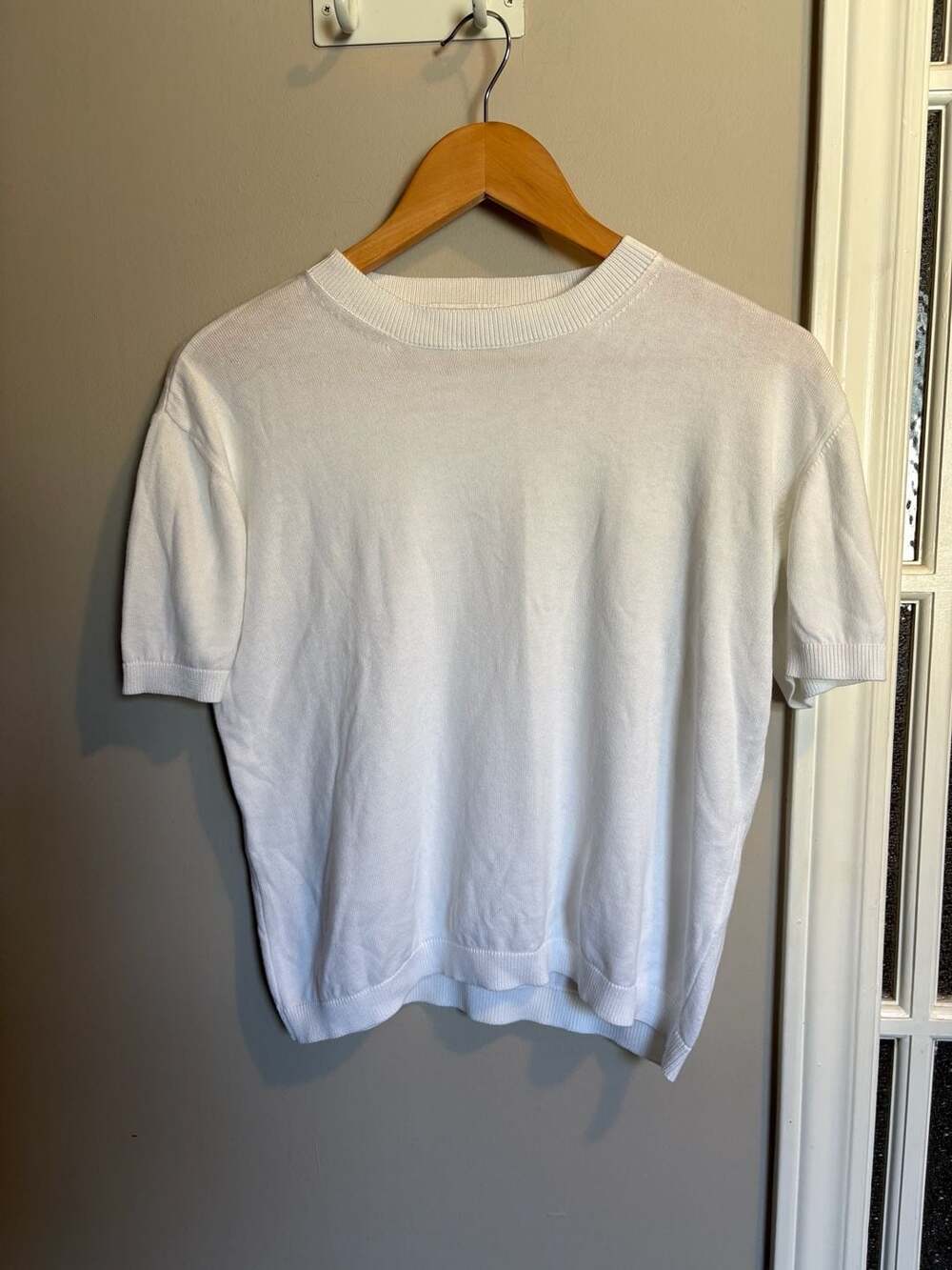 BIANCO & BLU Italy Short Sleeve Knit Sweater Top White